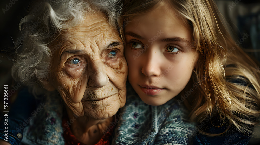 a young female nurse looks at an elderly female patient a young female nurse looks at an elderly female patient