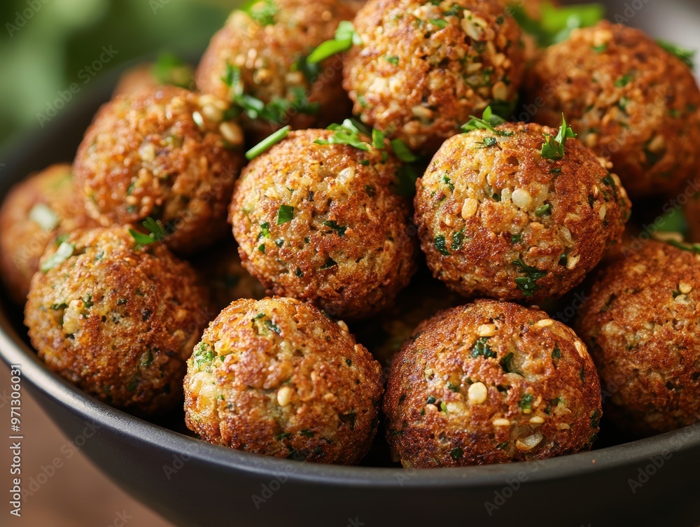 Close Up of Fried Falafel Balls in a Bowl Close Up of Fried Falafel Balls in a Bowl