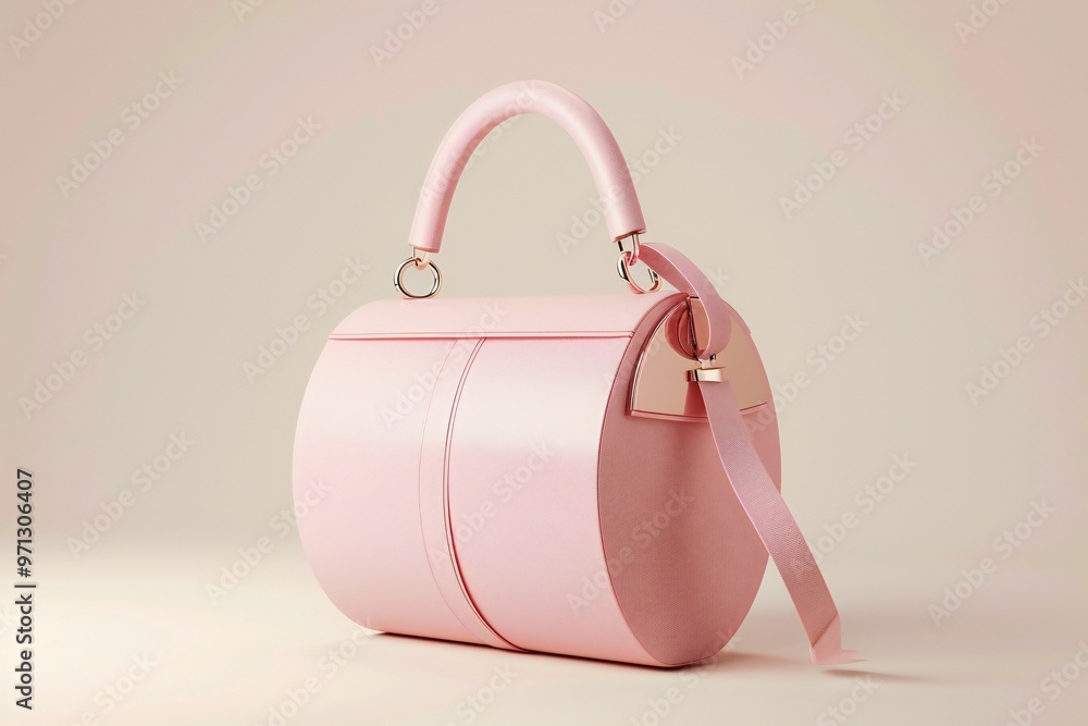 Trendy 3D render of a cylindrical handbag in blush pink, created by ai Trendy 3D render of a cylindrical handbag in blush pink, created by ai