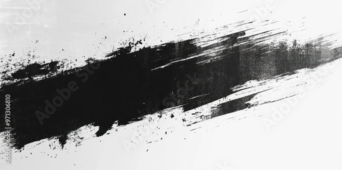 Abstract Black Paint Stroke on White Background photo