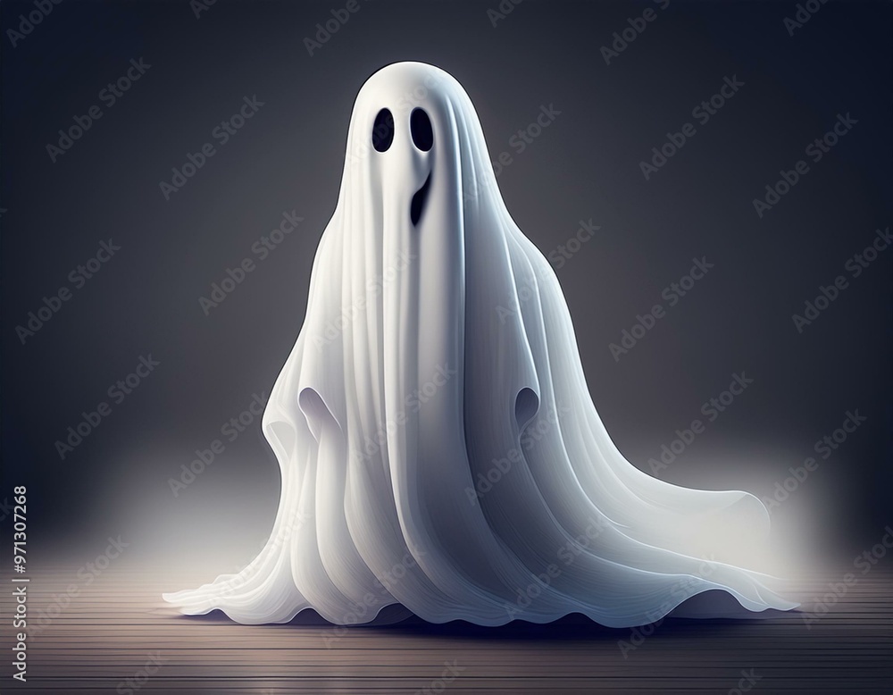 Spooky and Fun: Cartoon Vector of a White Ghost Spooky and Fun: Cartoon Vector of a White Ghost