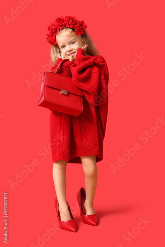 Cute little happy girl in w...