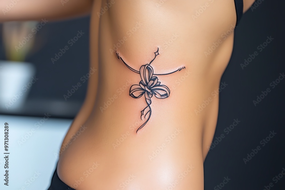 Obraz premium A tattoo of a quote in elegant cursive, wrapping around the forearm or across the ribcage, serving as daily inspiration