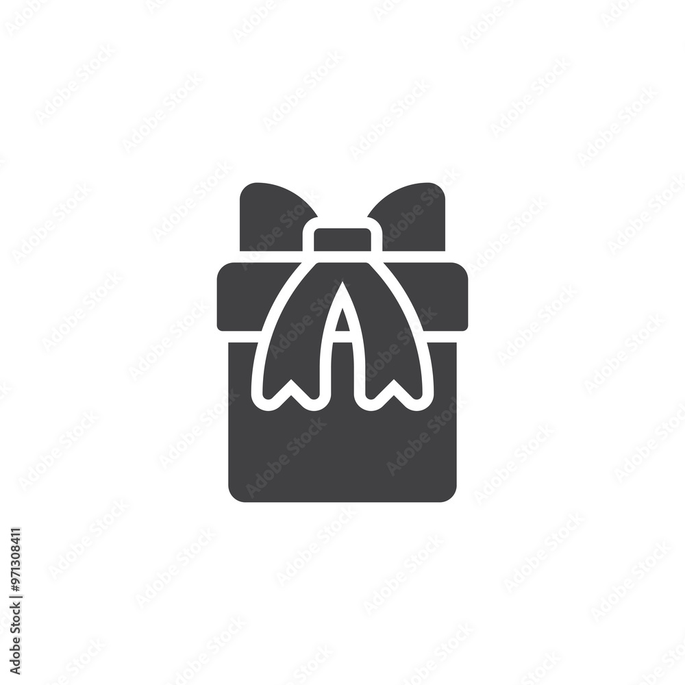 Square gift box with a bow ribbon vector icon Square gift box with a bow ribbon vector icon