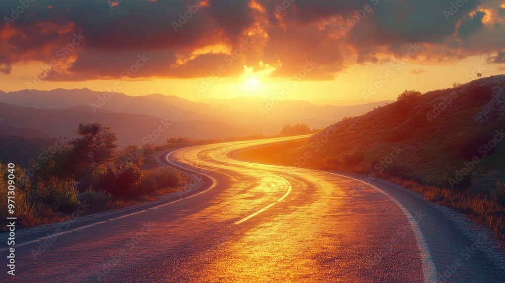 Naklejka premium Sunset Road Trip