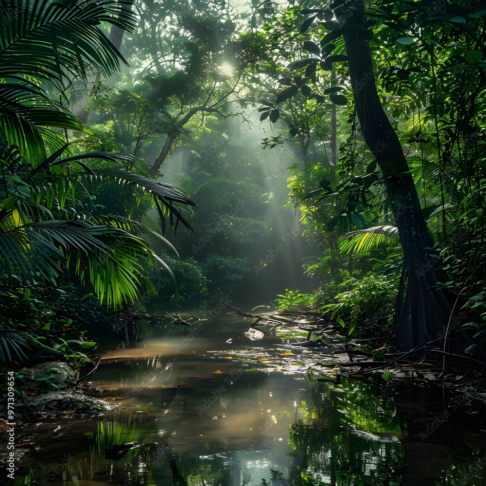 Deep tropical jungles of Southeast Asia in august Deep tropical jungles of Southeast Asia in august