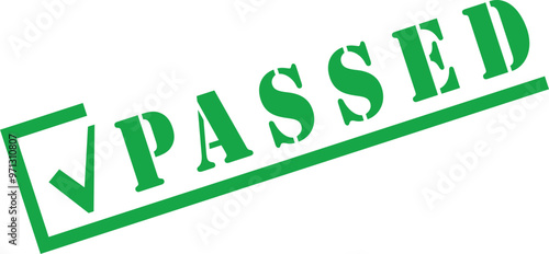 Passed green rubber stamp with a tick