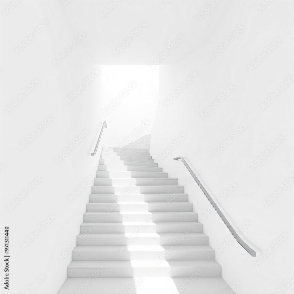 Fototapeta premium The stairway in the daylight with white background