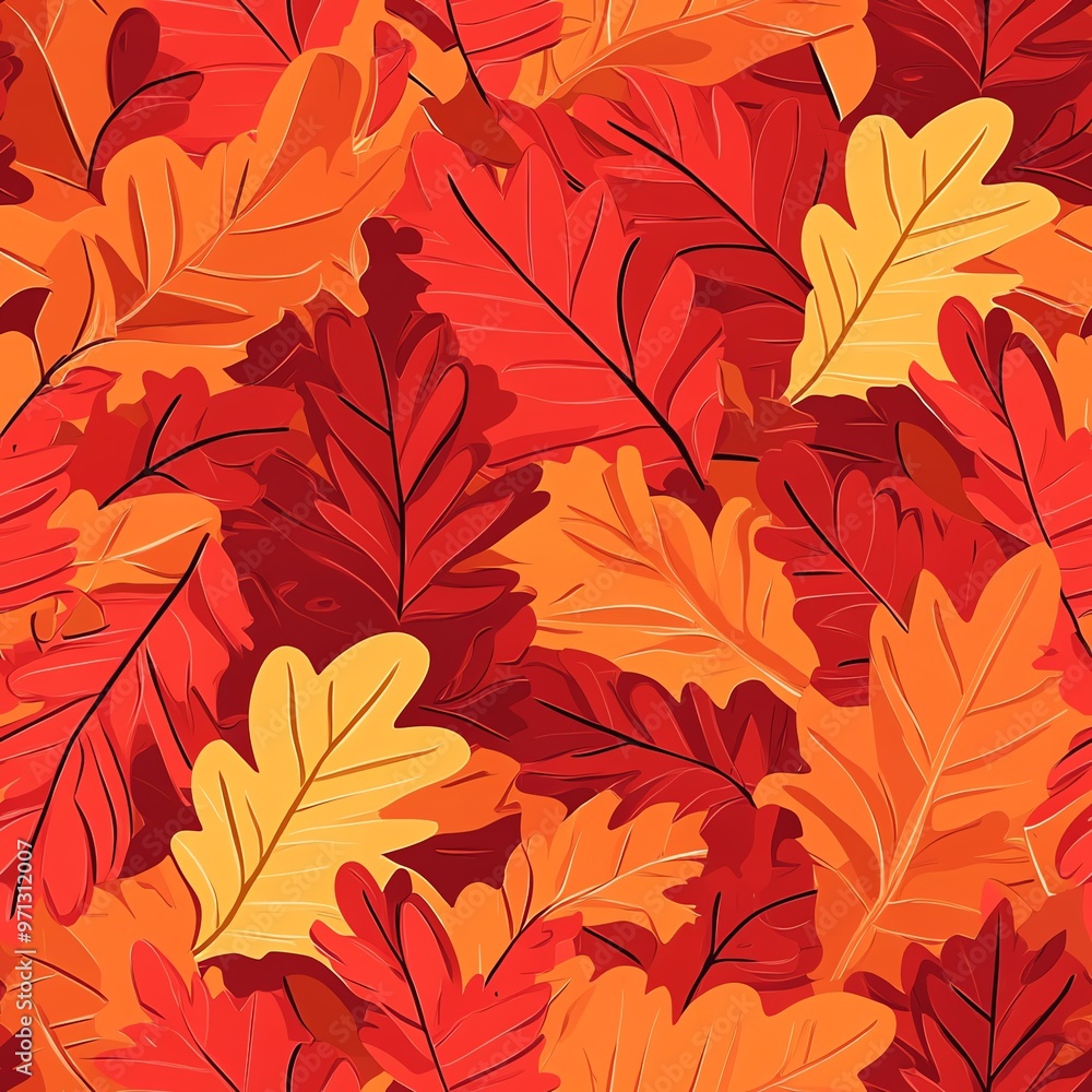 Autumnal Maple Leaf Seamless Pattern with Vibrant Orange and Yellow Foliage Autumnal Maple Leaf Seamless Pattern with Vibrant Orange and Yellow Foliage