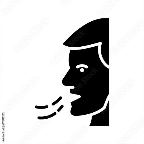 Breathing icon, Breath difficulties sign, Respiration problems symbol. 