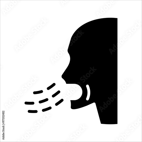 Breathing icon, Breath difficulties sign, Respiration problems symbol. 