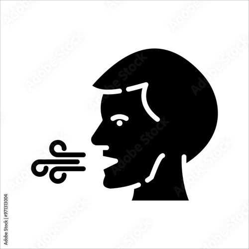 Breathing icon, Breath difficulties sign, Respiration problems symbol. 