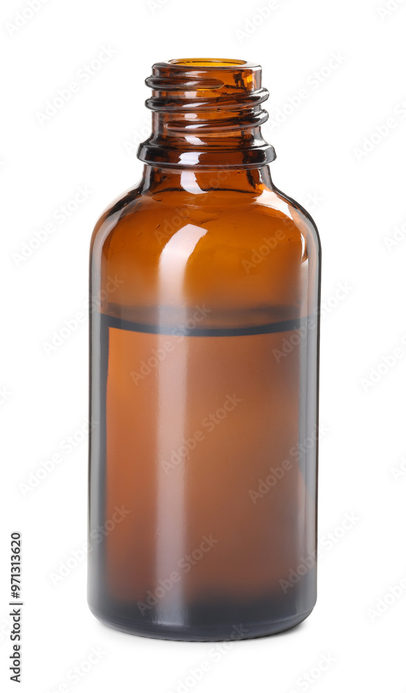 Essential oil in bottle isolated on white Essential oil in bottle isolated on white
