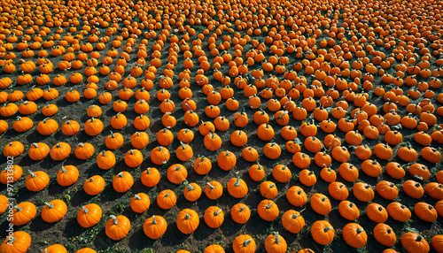 Champ de citrouilles à perte de vue photo