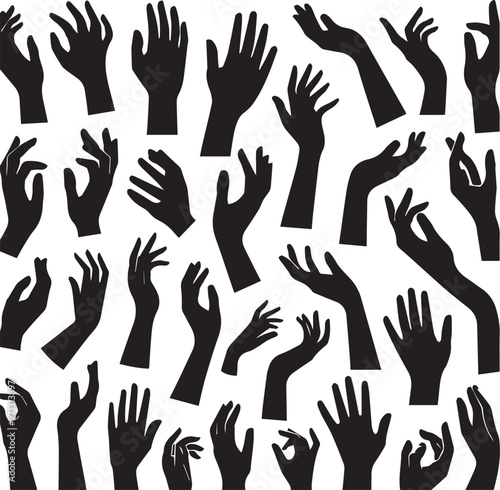 hands illustration,Silhouettes of hands in various positions vector