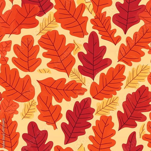 Autumn Leaf Seamless Pattern flat design Vector background