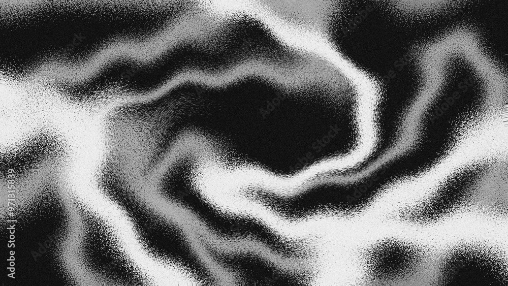 Abstract black and white background with wavy lines. Grainy texture. Experimental monochromatic wallpaper for web, poster, card, cover, packaging or branding. Abstract black and white background with wavy lines. Grainy texture. Experimental monochromatic wallpaper for web, poster, card, cover, packaging or branding.