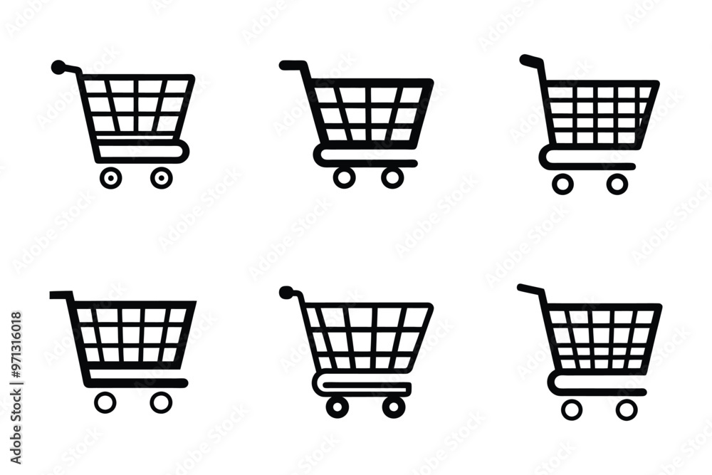 Shopping cart icon bundle set in creative vector style Shopping cart icon bundle set in creative vector style