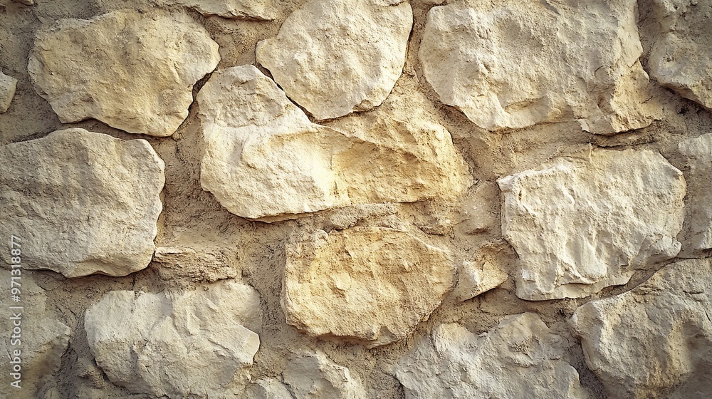 Beige stone wall texture with rough surfaces and uneven edges ...