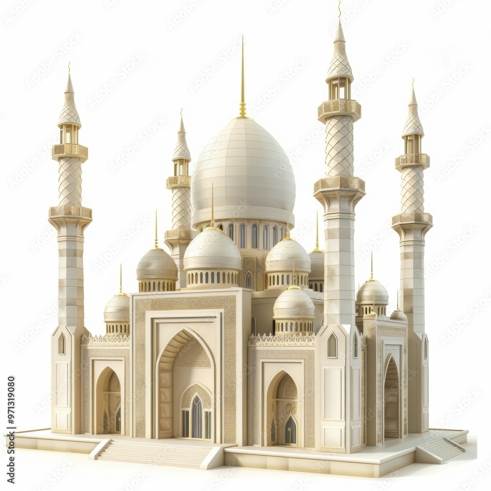 Obraz premium 3D Rendering - Mosque icon isolated on white background