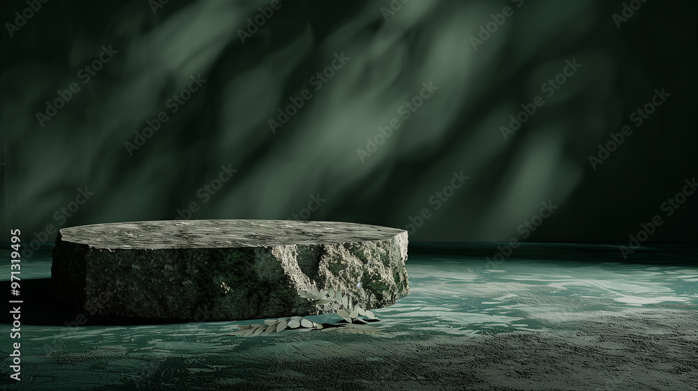 Fototapeta premium A stone pedestal with a large rock on top of it