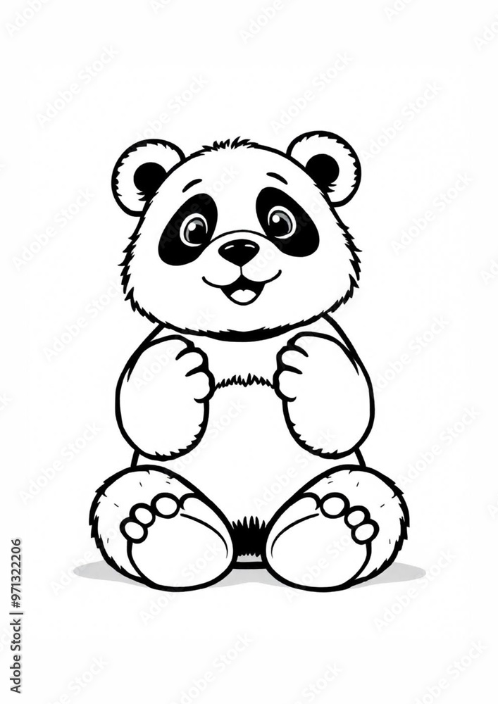 Fototapeta premium Adorable Panda Coloring Page for Kids – Easy and Fun Printable Animal Drawing with Bold Outlines. This title includes relevant keywords like 