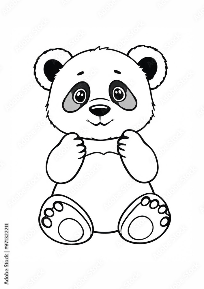 Obraz premium Adorable Panda Coloring Page for Kids – Easy and Fun Printable Animal Drawing with Bold Outlines. This title includes relevant keywords like 