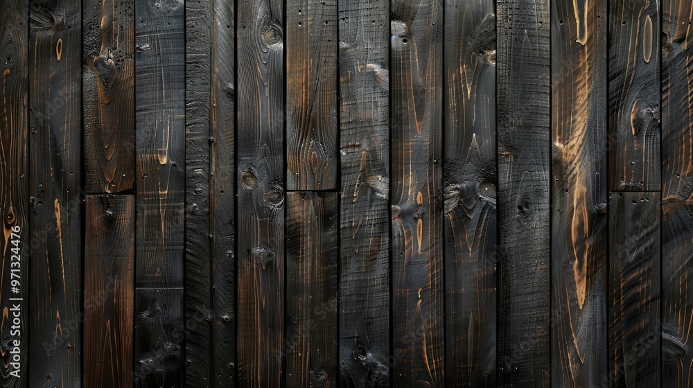 Close-up of Dark Wooden Planks with Burned Texture Close-up of Dark Wooden Planks with Burned Texture