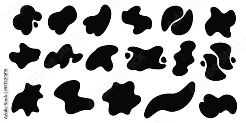 Blob shape organic vector illustration set. Abstract blotch shape. Fluid Blob Geometric Forms photo