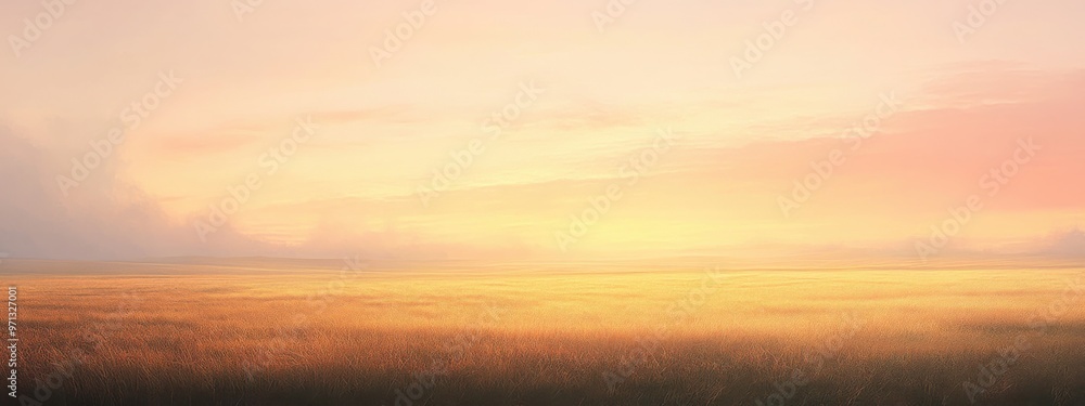 A quiet and peaceful scene of a vast, empty field at sunset, with golden autumn light gently illuminating the landscape. A quiet and peaceful scene of a vast, empty field at sunset, with golden autumn light gently illuminating the landscape.