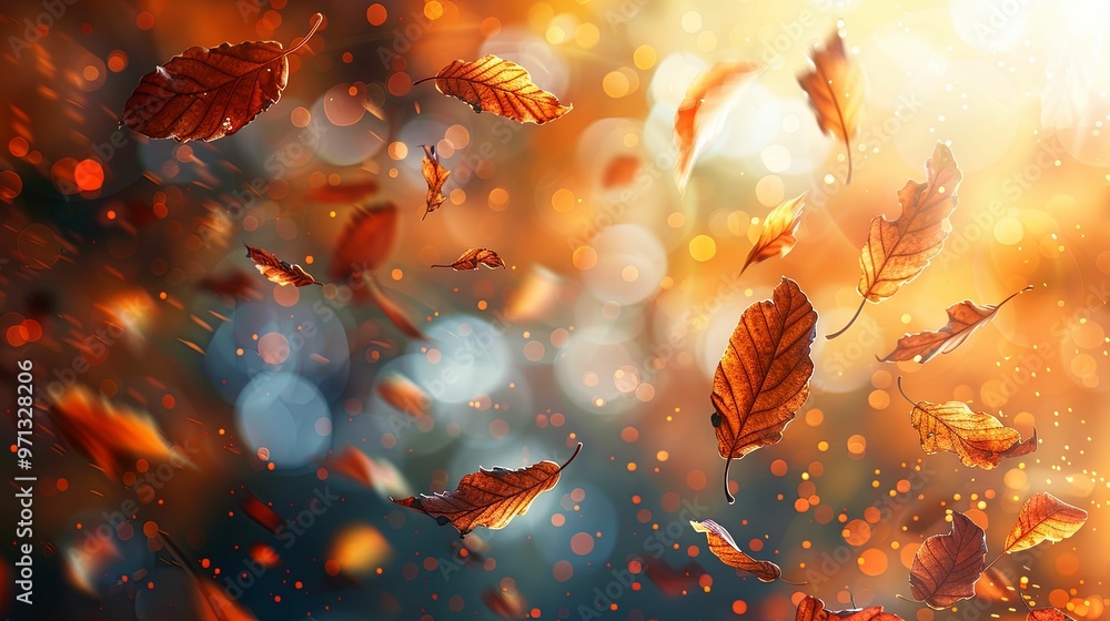 Falling Autumn Leaves with Bokeh Background Falling Autumn Leaves with Bokeh Background