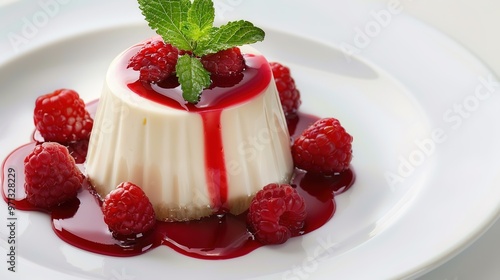 A delicious dessert is placed on a clean and pure white background. The dessert might have a rich and creamy texture. It could be a slice of cake with multiple layers or a decadent pastry. 