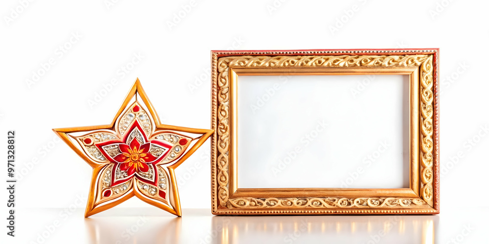 3D Abstract Rangoli and Star Border with Copy Space - Modern and Elegant Border Frame with Festive Rangoli Patterns and Star Designs. Perfect for Cultural Announcements. Isolated on White Background. 3D Abstract Rangoli and Star Border with Copy Space - Modern and Elegant Border Frame with Festive Rangoli Patterns and Star Designs. Perfect for Cultural Announcements. Isolated on White Background.