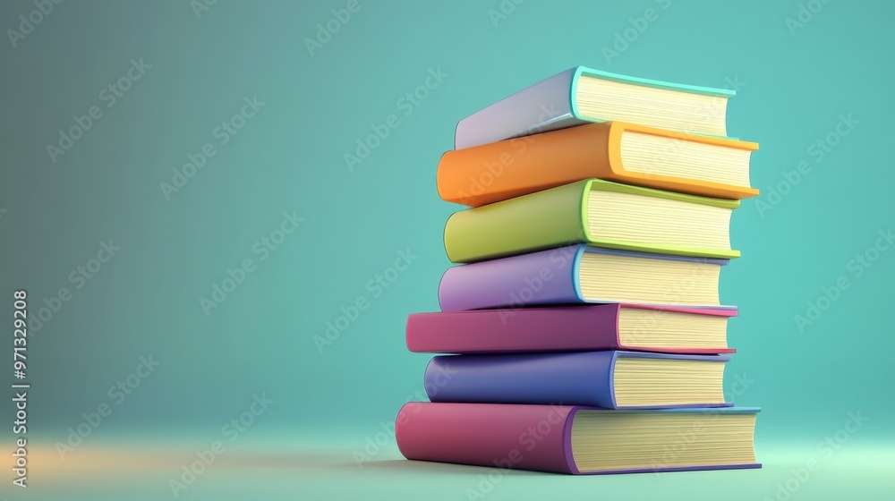 Whimsical Stack of Colorful Cartoon Books - Fun and Playful 3D Illustration for Education and Learning Concept Whimsical Stack of Colorful Cartoon Books - Fun and Playful 3D Illustration for Education and Learning Concept