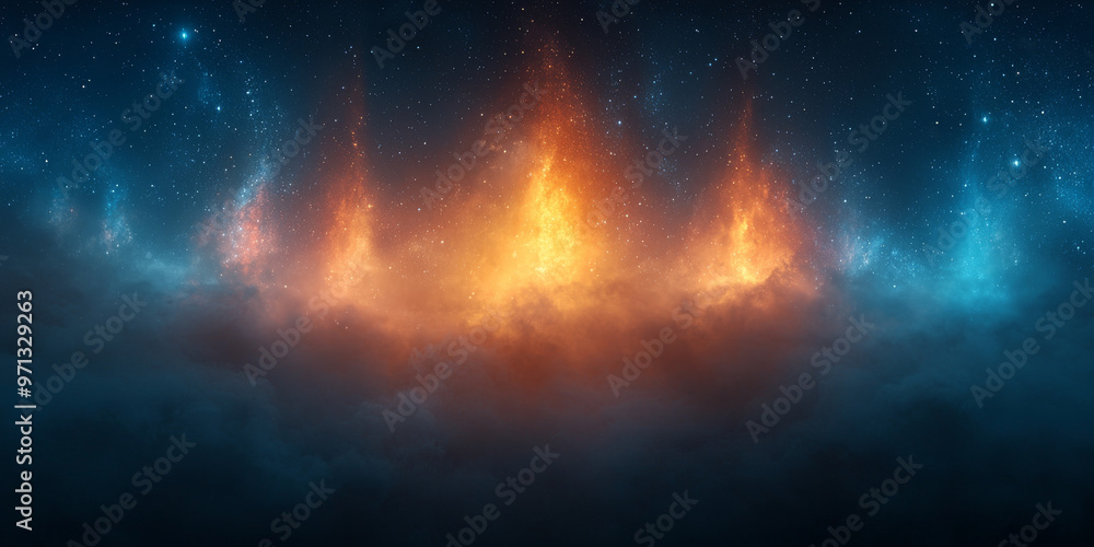 Fototapeta premium A fiery night sky with a constellation of stars.