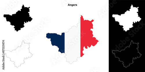 Angers arrondissement outline map set
