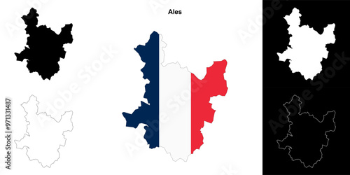 Ales arrondissement outline map set