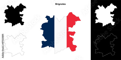 Brignoles arrondissement outline map set photo