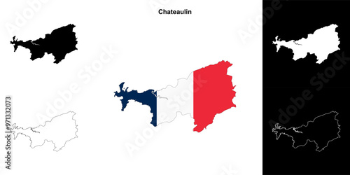 Chateaulin arrondissement outline map set photo