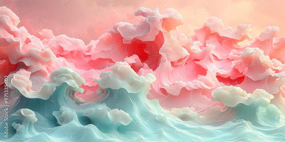 Abstract pink and blue waves with a dreamy feel. Abstract pink and blue waves with a dreamy feel.