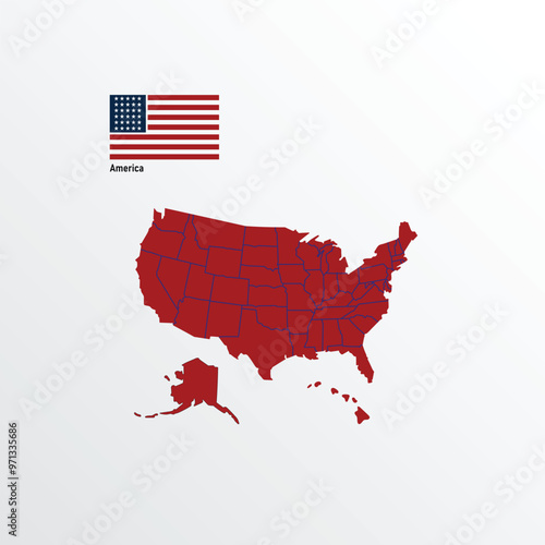 An illustration of the U.S. map filled with the American flag would show the country’s outline with the blue stars positioned in the northwest and the red and white stripes flowing horizontally across