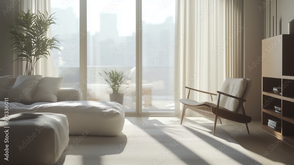 Fototapeta premium Minimalist Living Room with Clean Lines