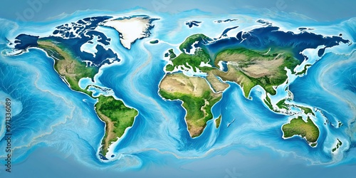 world map rivers geographical details waterways secondary navigation technical hydrology concept blue aqua clean clarity depth complexity serenity photo