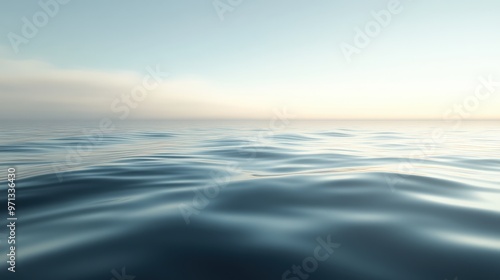 Tranquil Water Surface 3D Rendering with Minimalist Background