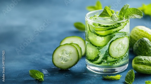 Cucumber and Mint Infused Water Detox Drink Healthy Beverage