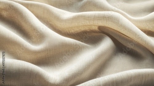 Beige textured fabric with subtle shadows and light folds showcasing soft woven patterns and gentle highlights capturing a natural look