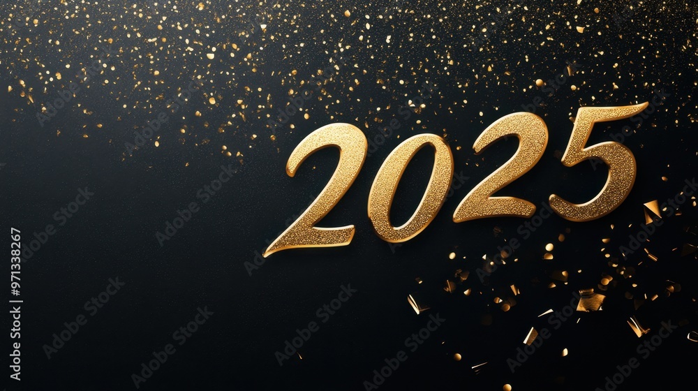 A greeting card for 2025 featuring bold text and elegant gold accents over a sleek modern background A greeting card for 2025 featuring bold text and elegant gold accents over a sleek modern background