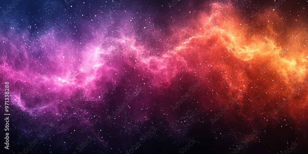 Fototapeta premium A vibrant nebula swirls with shades of pink and orange.