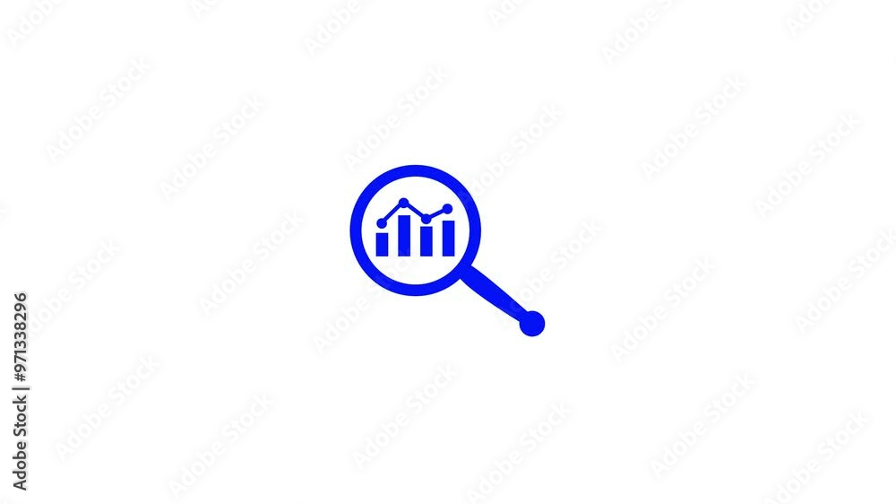 graph analysis business flat style icon.Analytic magnifying, searching icon.