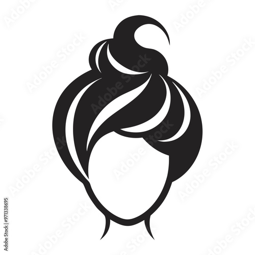 Messy hair bun line art vector illustration on a transparent background